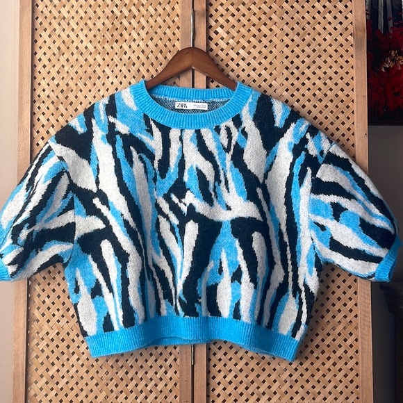 Zara Zebra Print Short Sleeves Sweater - Picture 4 of 9